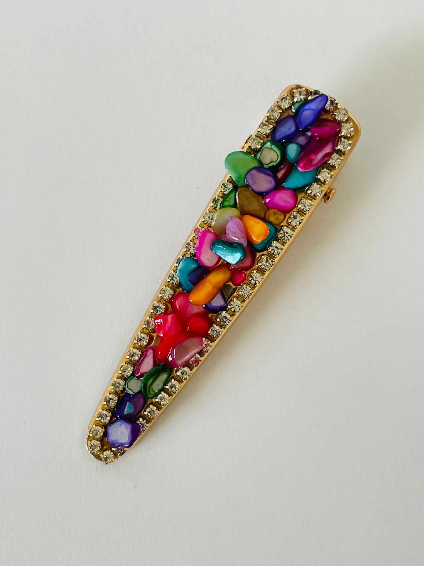 Multicolor pebble stone hair clips