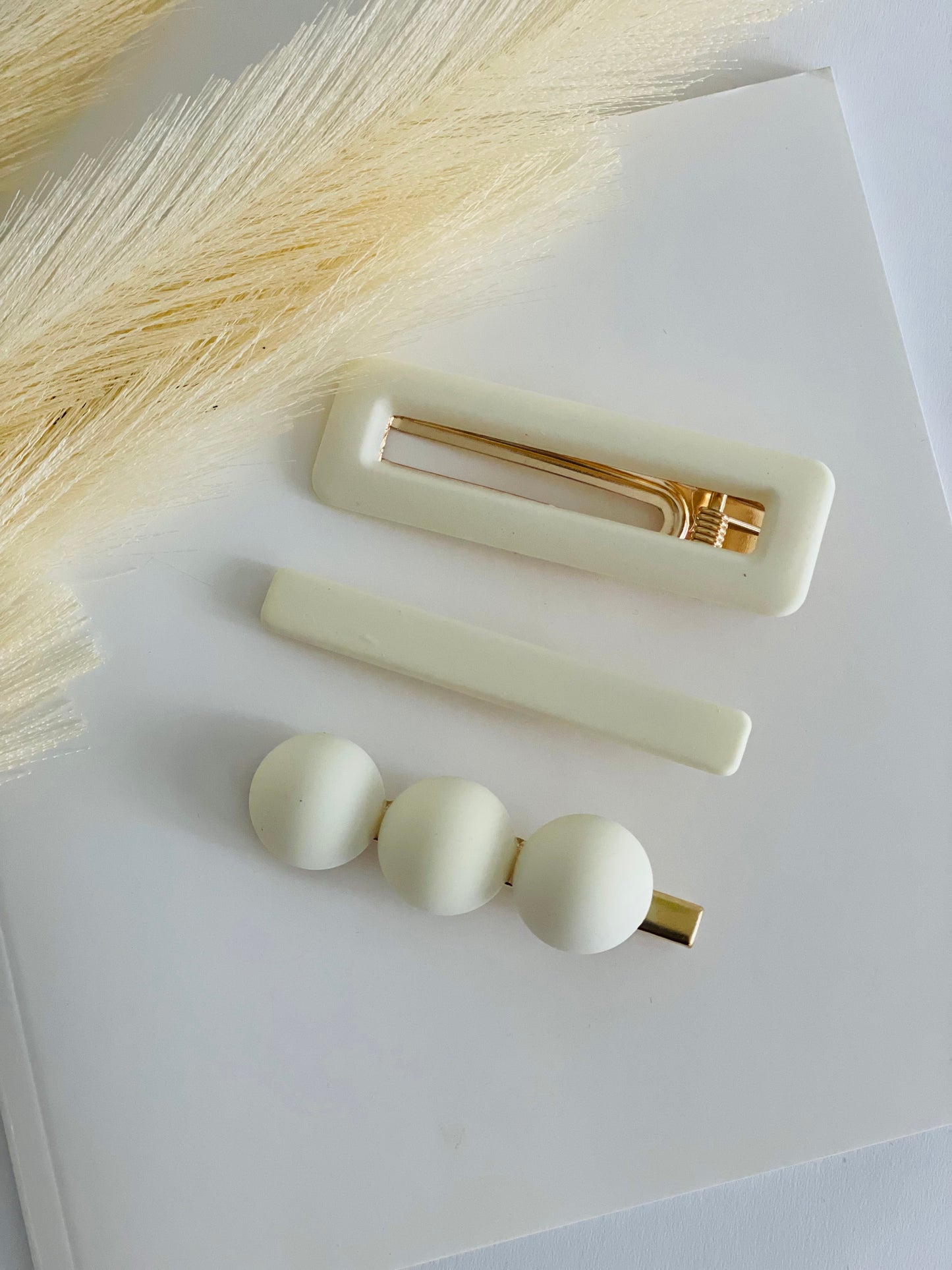 Pearl and Resin Hair Clips