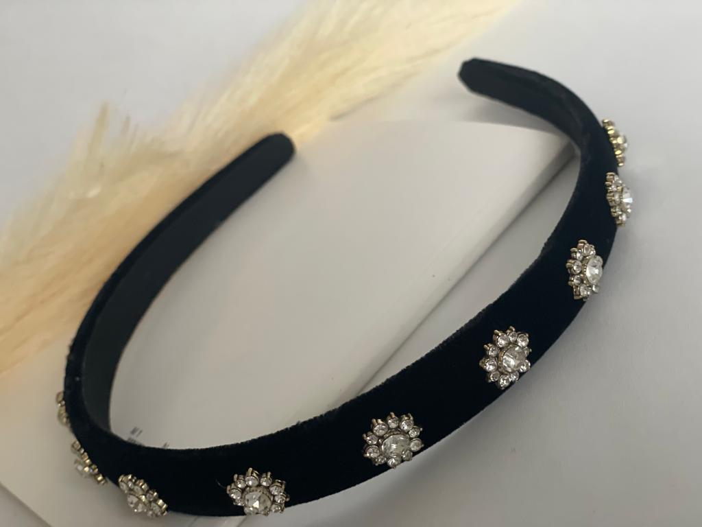 Rhinestone Black Headband