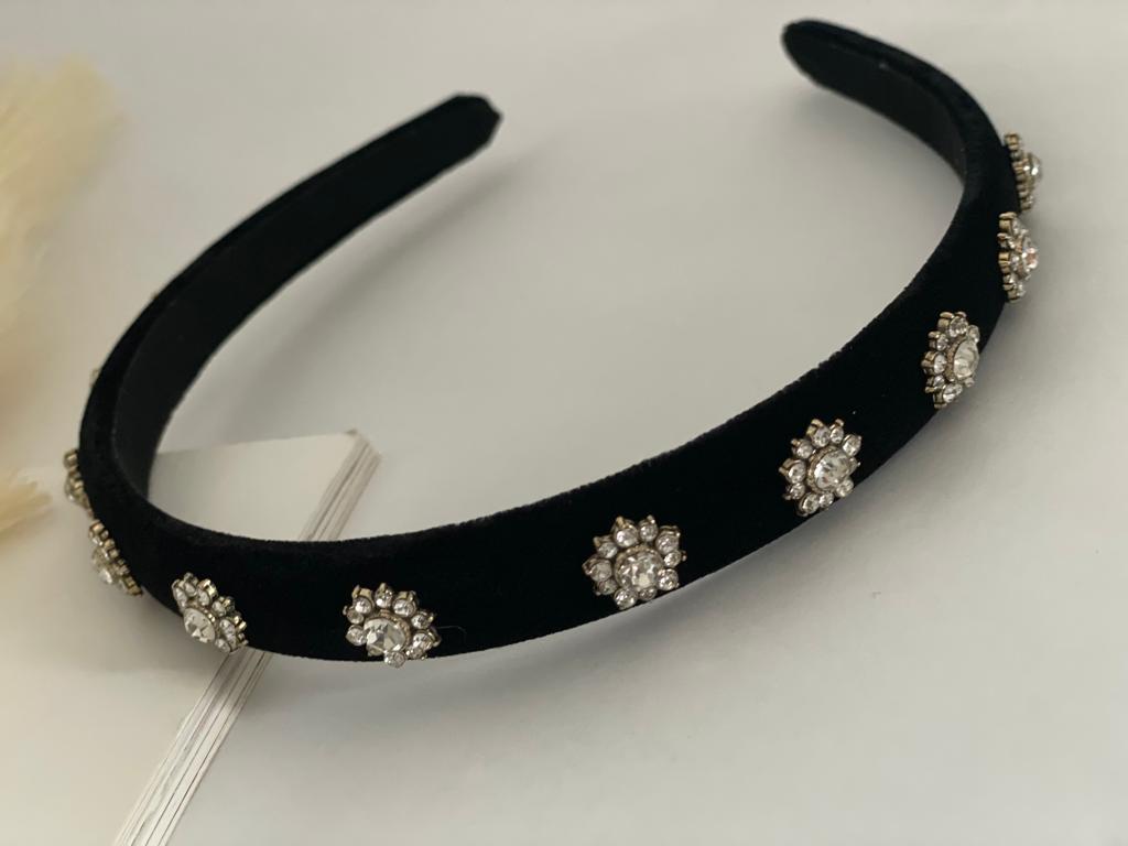 Rhinestone Black Headband