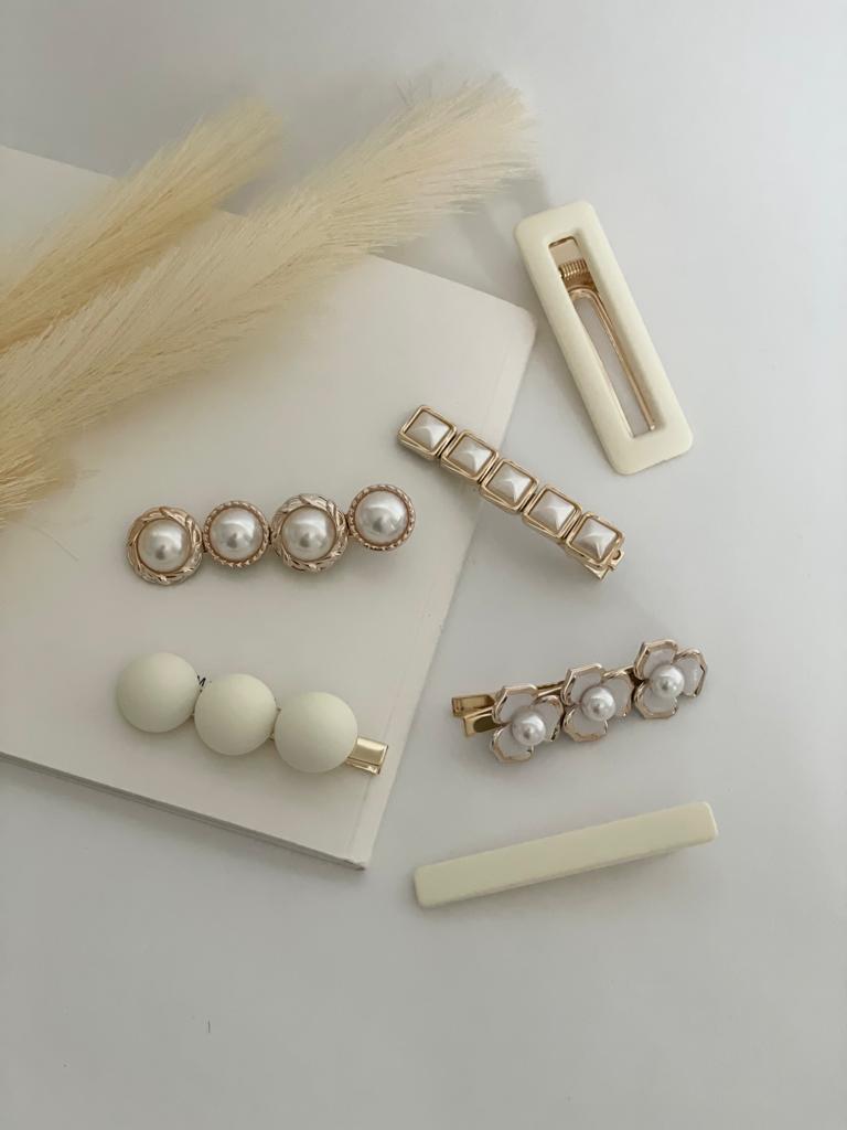 Pearl and Resin Hair Clips