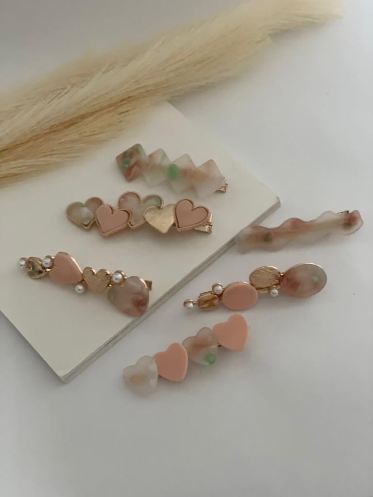 Resin Heart Hairclips