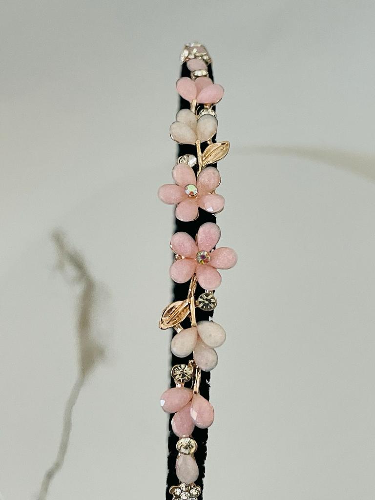 Pink Rhinestone Flower Headband