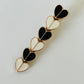 Black and White Resin Heart Hair Clips