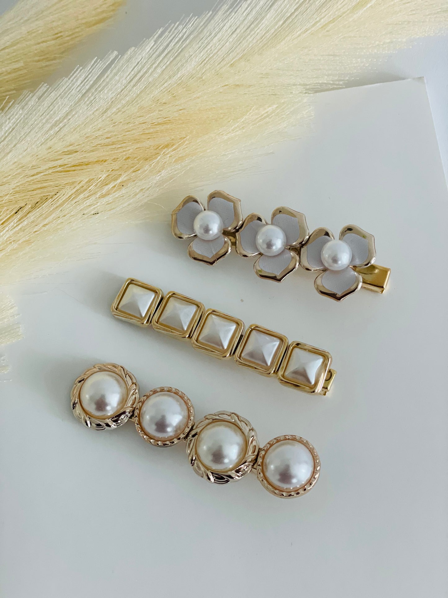 Pearl and Resin Hair Clips