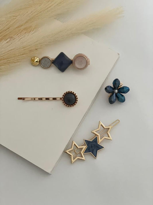 Blue Resin Hair Clips