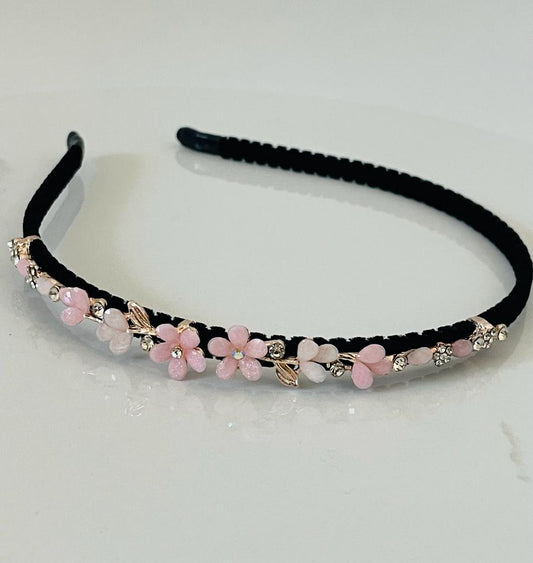 Pink Rhinestone Flower Headband